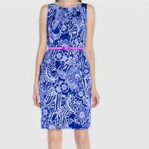 NWT Nine West Blue Riviera Combo Floral Sheath Dress With Pockets - 18W